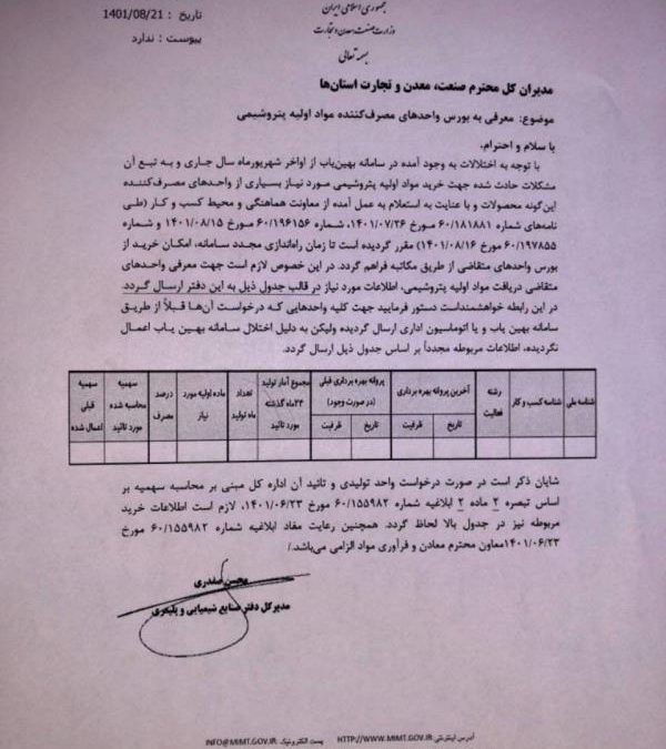 معرفی واحدهای تولیدی به بورس کالا بصورت مکاتبه!